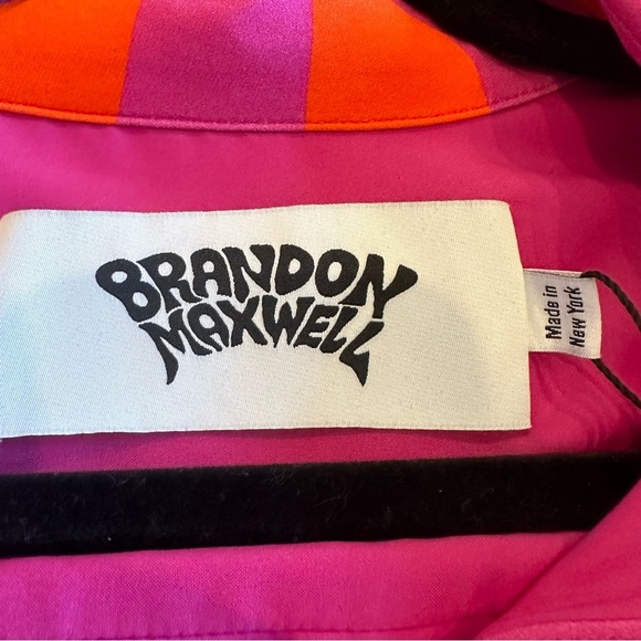 NWT BRANDON MAXWELL The Nouveau Mini Shirt Dress Fuchsia & Orange Swirl size 14 - Picture 10 of 12